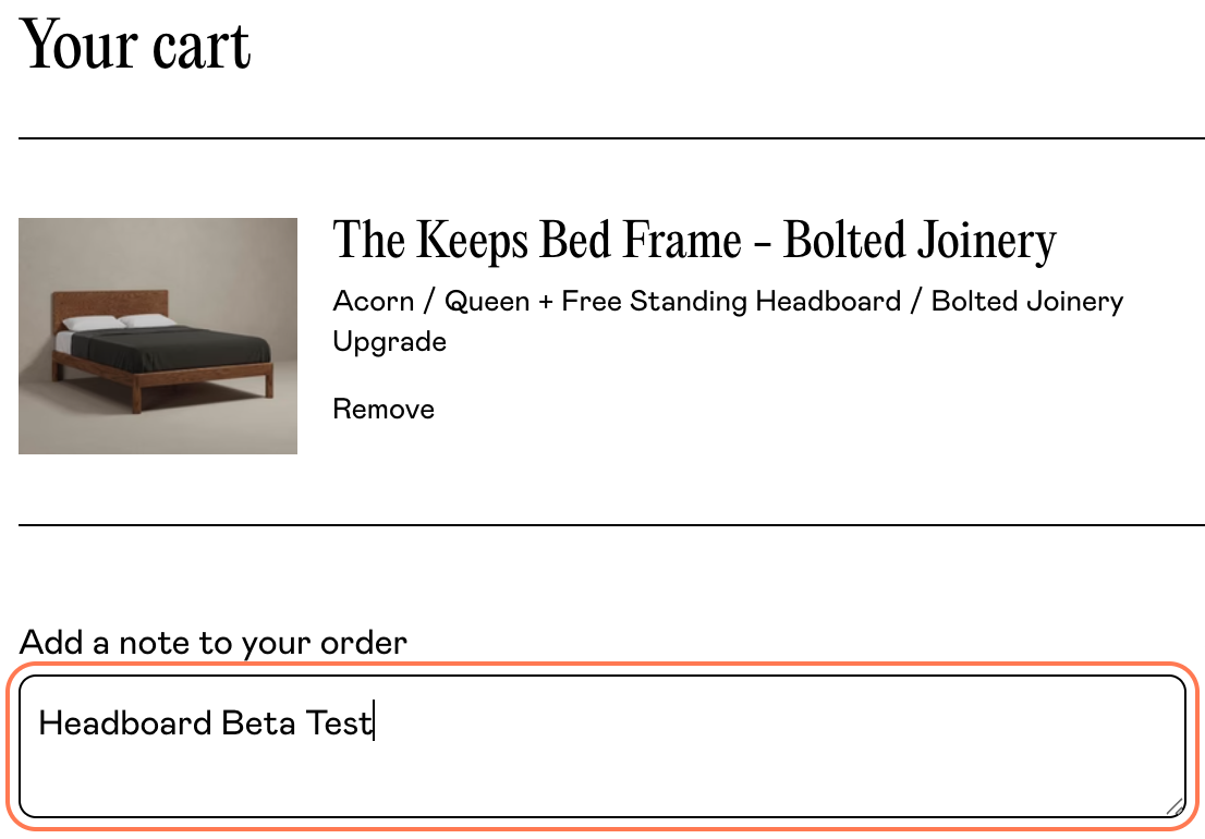 Cart View of Keeps Bed Frame Headboard
