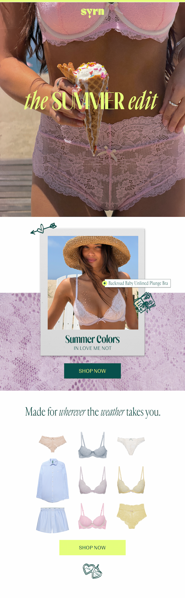 Model holding an ice cream cone and summer colors