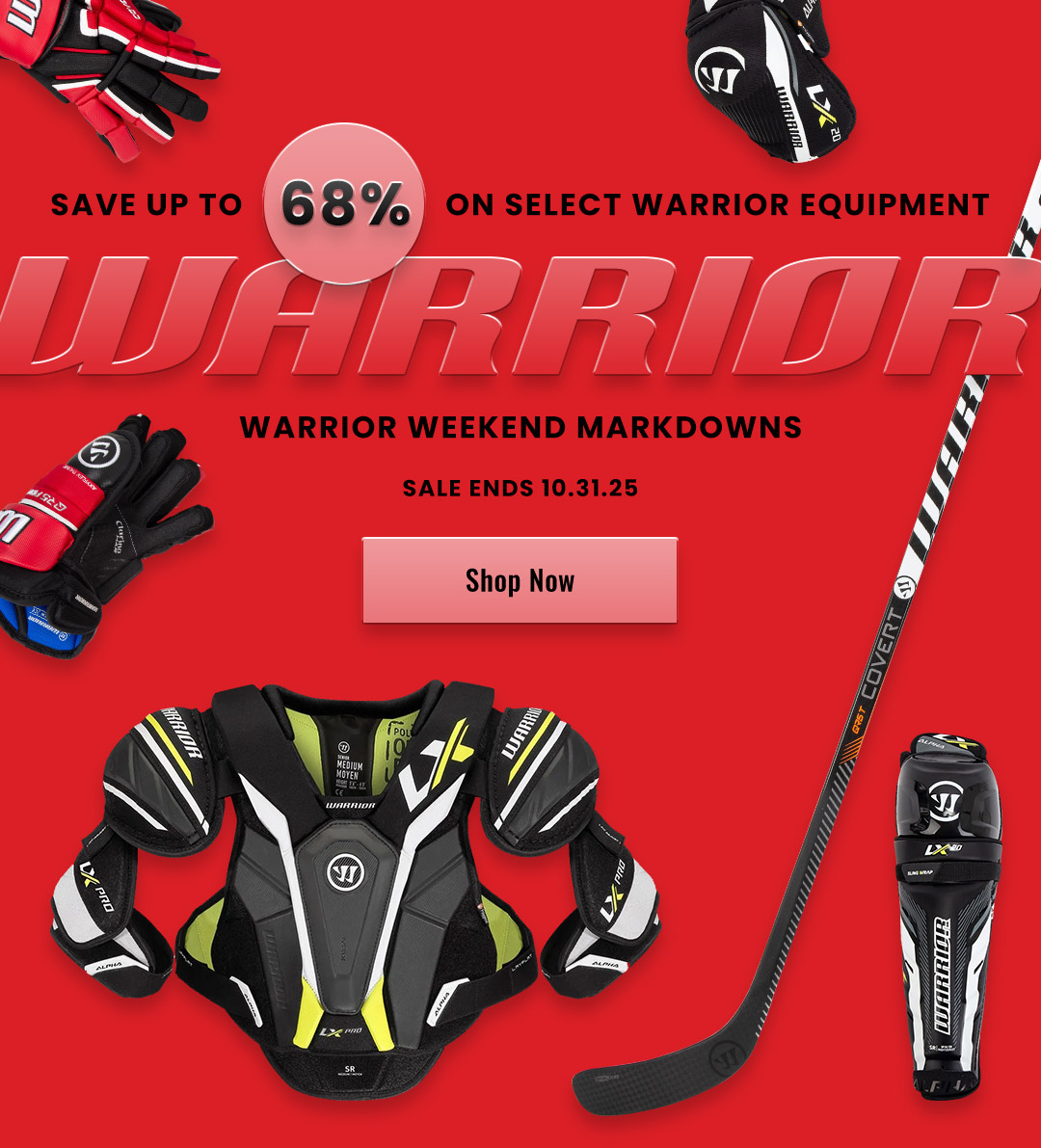 Warrior Weekend Markdowns. Save up to 73% on select Warrior Equipment. Sale ends 10/14/25.