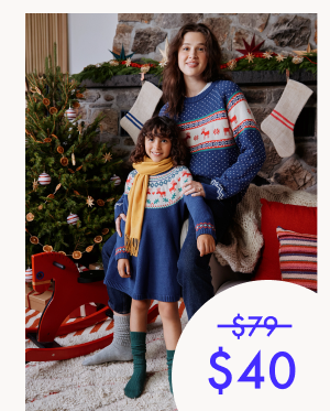 Holiday Sweater Dress | Dear Deer on Navy