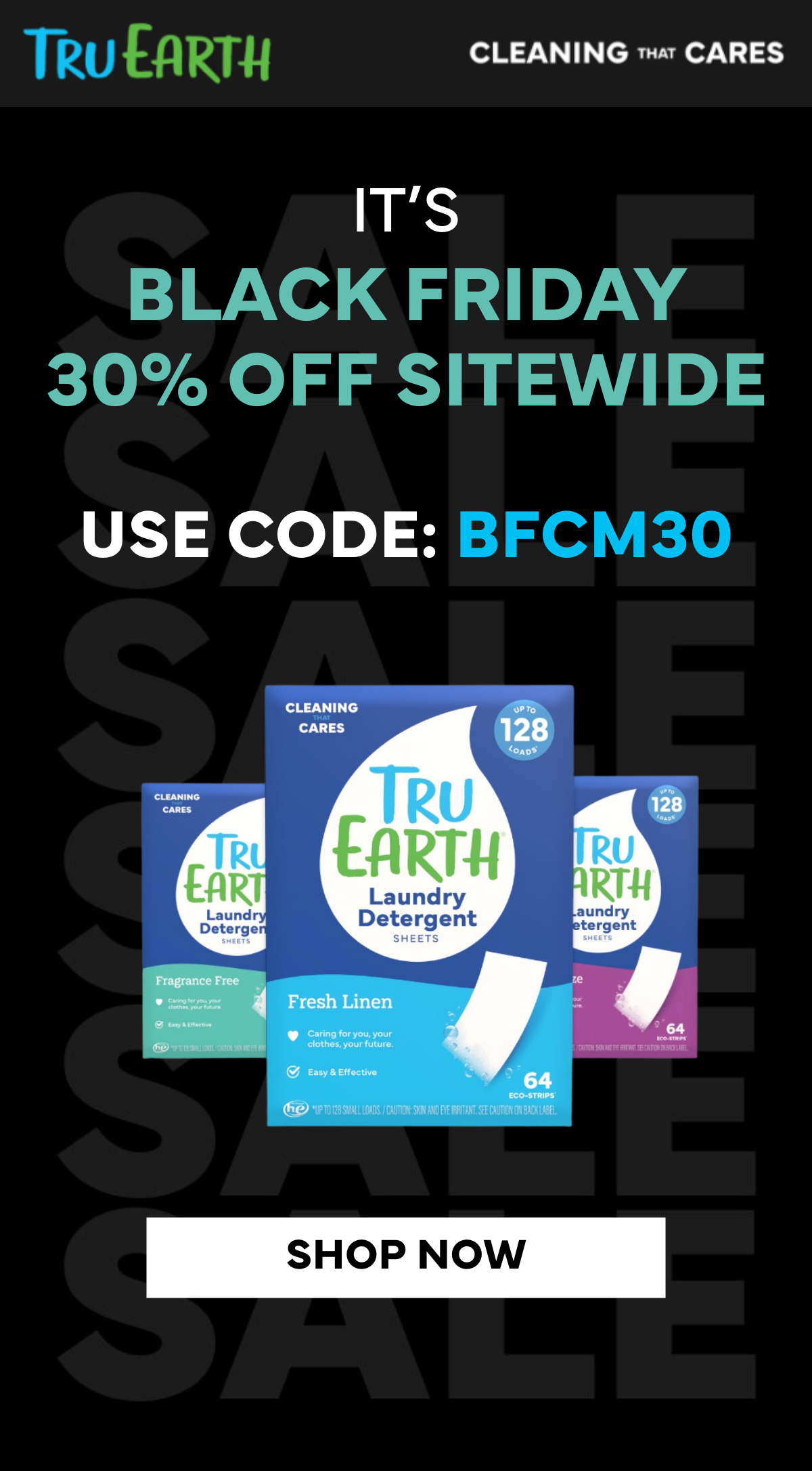 Headline: The Biggest Sale of the Year is Here  Subhead: 30% OFF Sitewide | Code: BFCM30 