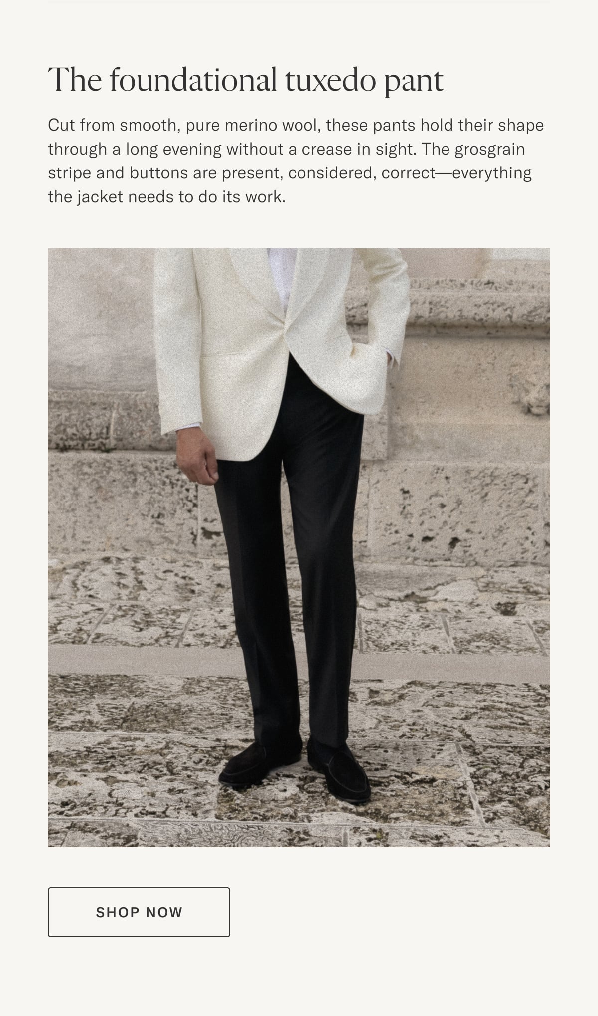 The foundational tuxedo pant