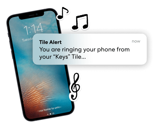 Tile alert notification: 'You are ringing your phone from your Keys Tile...'