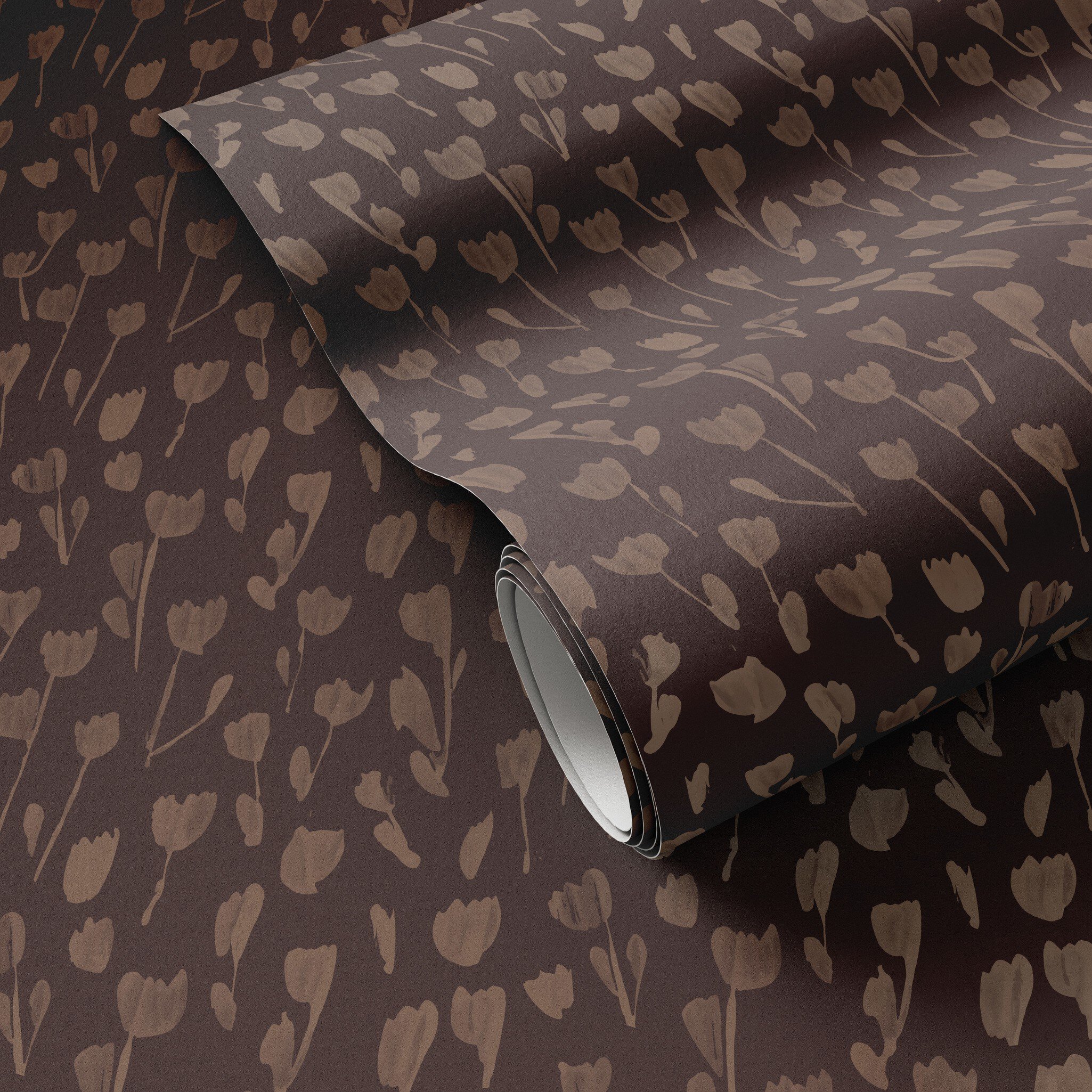 Image of Wild Flowers I Black And Tan I Wallpaper By Roseanne Kenny