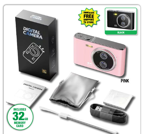 4K Digital Camera - ONLY $9.99 After Rebate*!