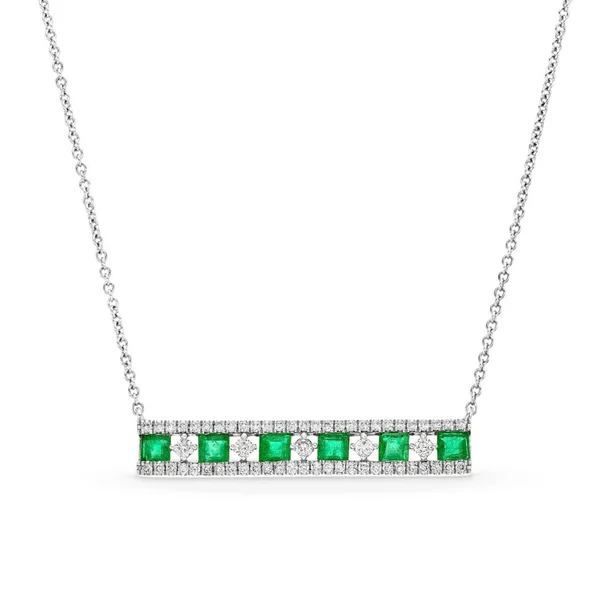 Emerald & Diamond bar necklace