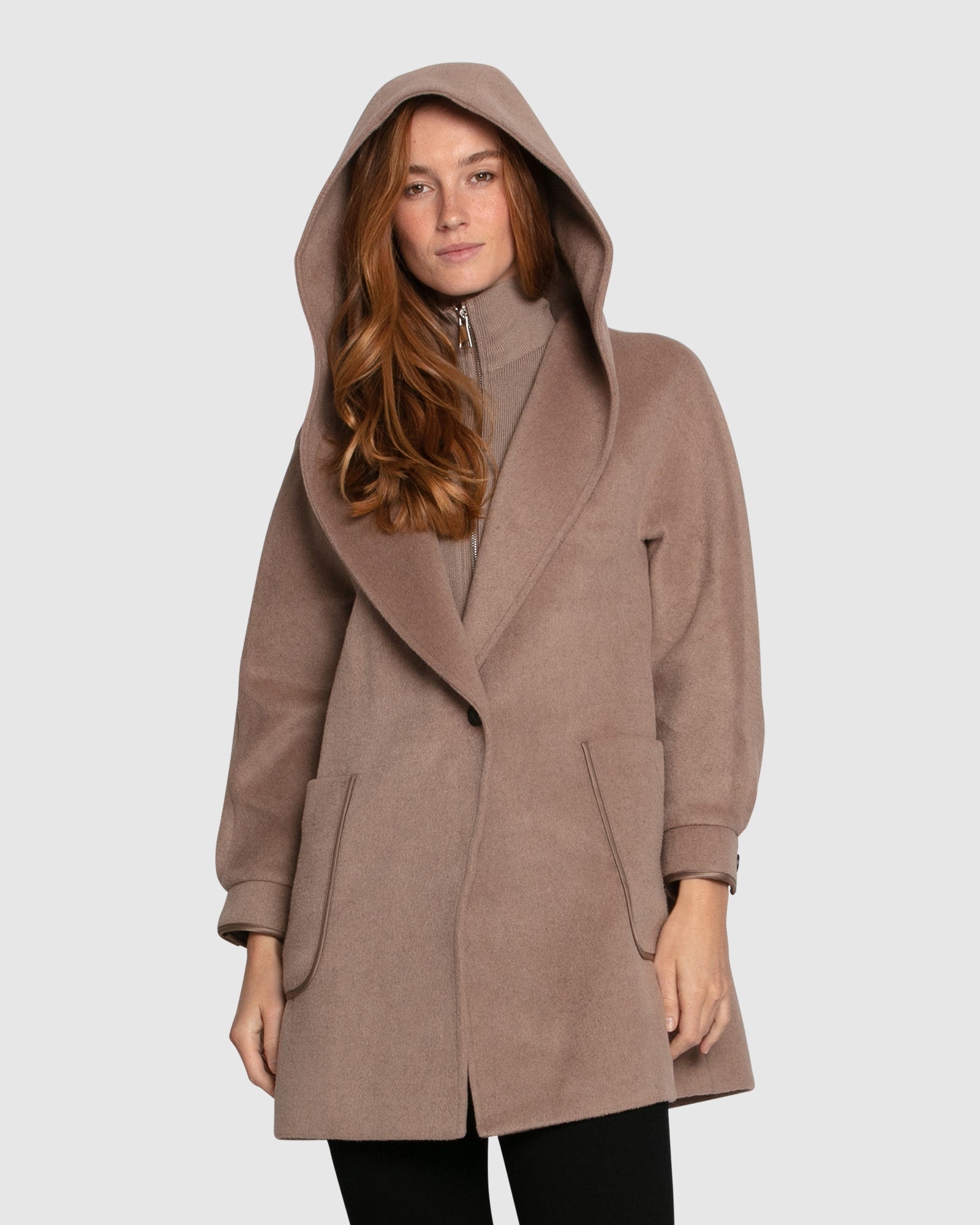 Image of Next To You Hooded Wool Blend Coat - Brown