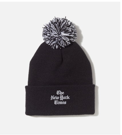 Stacked Logo Beanie With Pompom