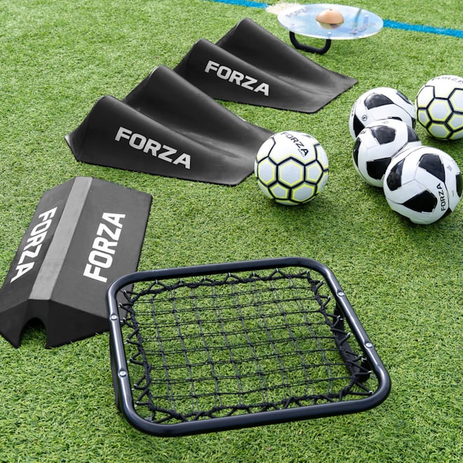 FORZA Goalkeeping training equipment: Featuring rebounders, weighted balls, deflection ramps and more.