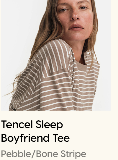 Tencel Sleep Boyfriend Tee Pebble/Bone Stripe