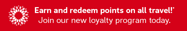 Earn and redeem points on all travel! Join our new loyalty program today.