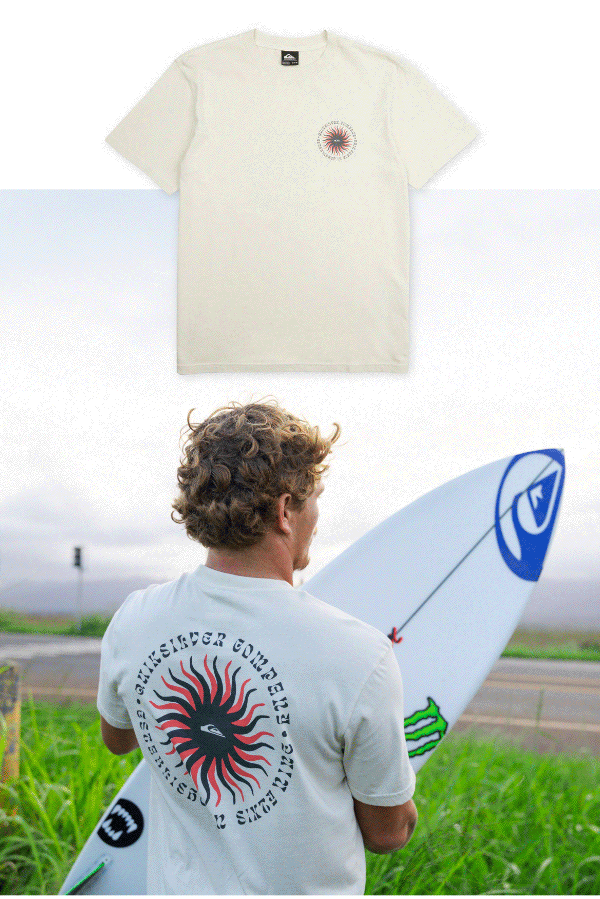 GIF featuring multiple graphic tees alongside lifestyle imagery