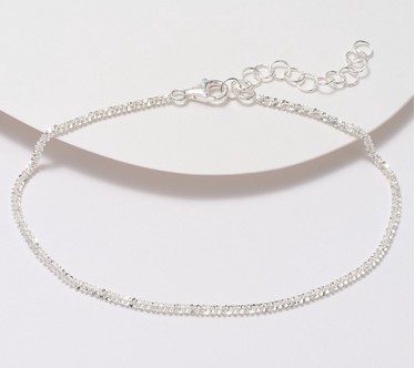 UltraFine 950 Silver Margherita Chain 9"+2" Anklet, 3.2g