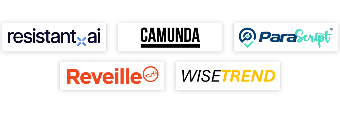  Resistant AI, Reveille Software, Camunda, Wisetrend, and Parascript 