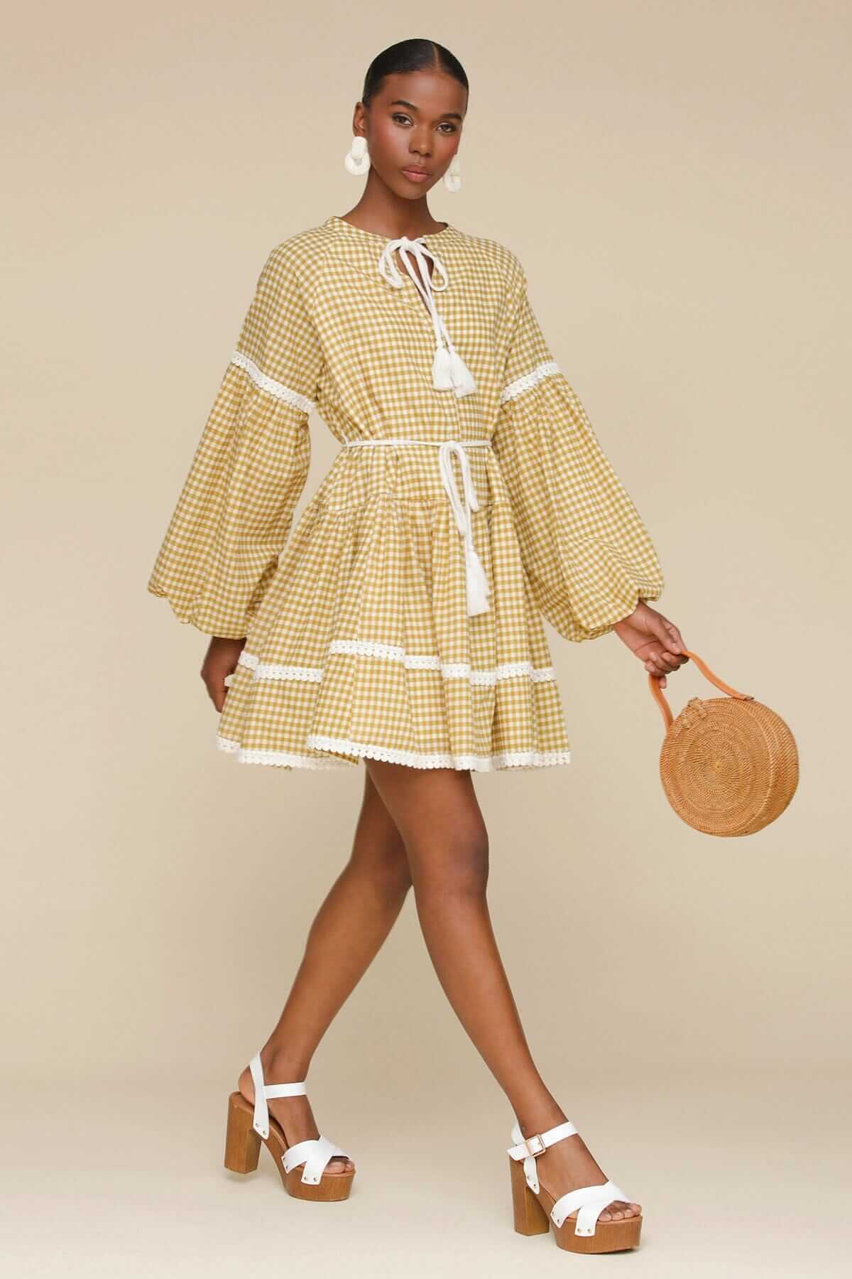 Image of Printed Cotton Prairie Mini Dress