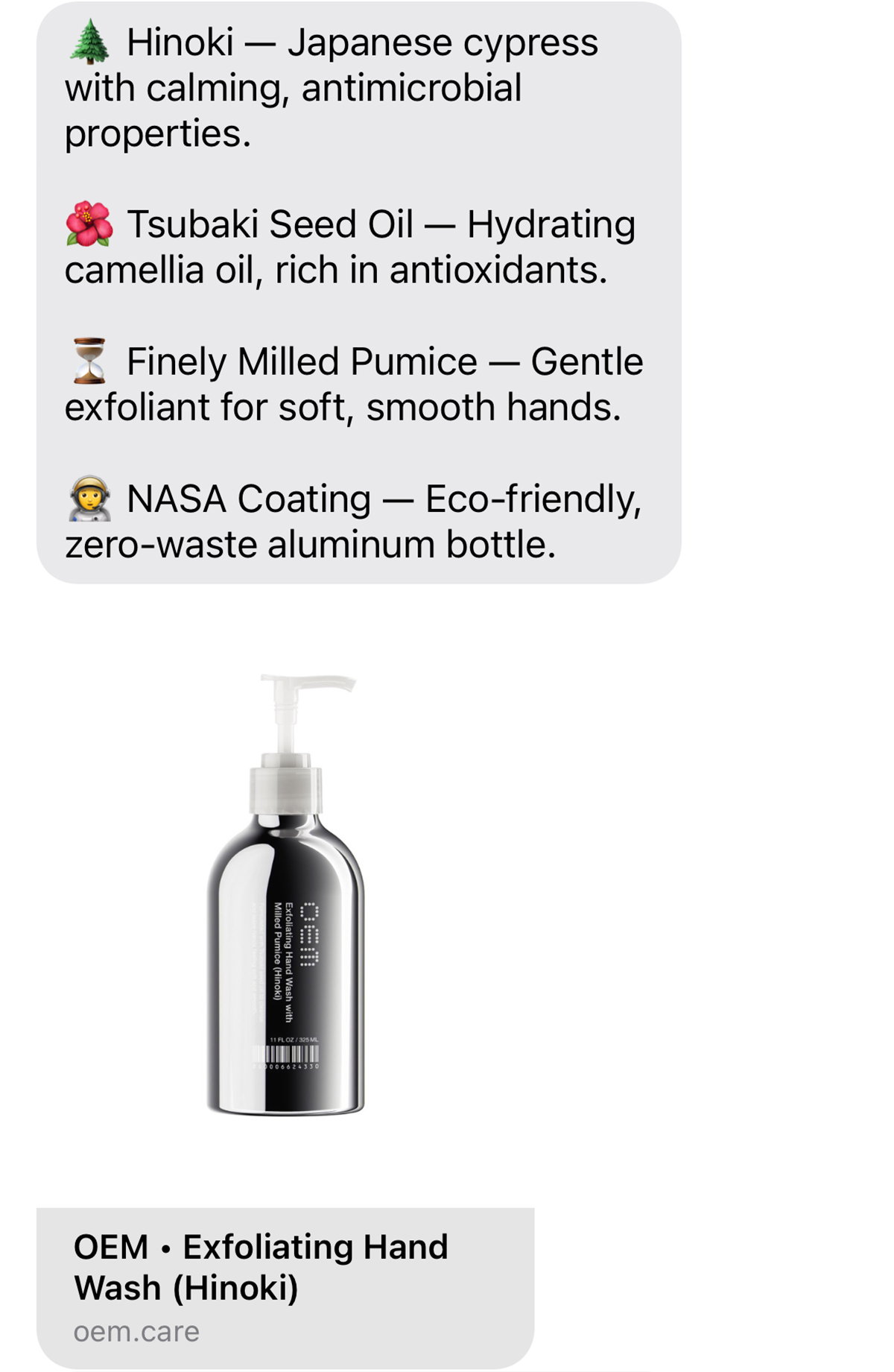 OEM Exfoliating Hand Wash (Hinoki)