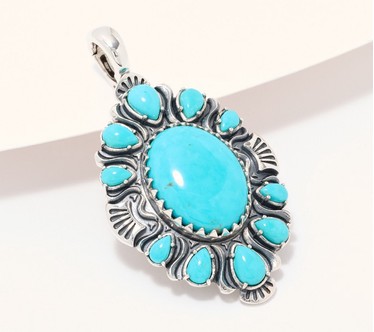 American West Sterling Oval & Pear Kingman Turquoise Enhancer