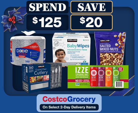 spend $125 save $20 costco grocery on select 2-day delivery items