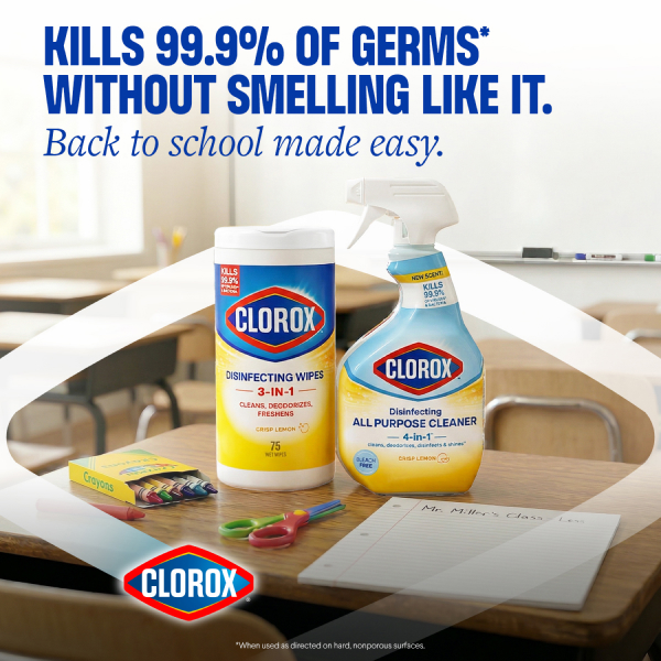 Back to school made easy. Kills 99.9% of germs without smelling like it.