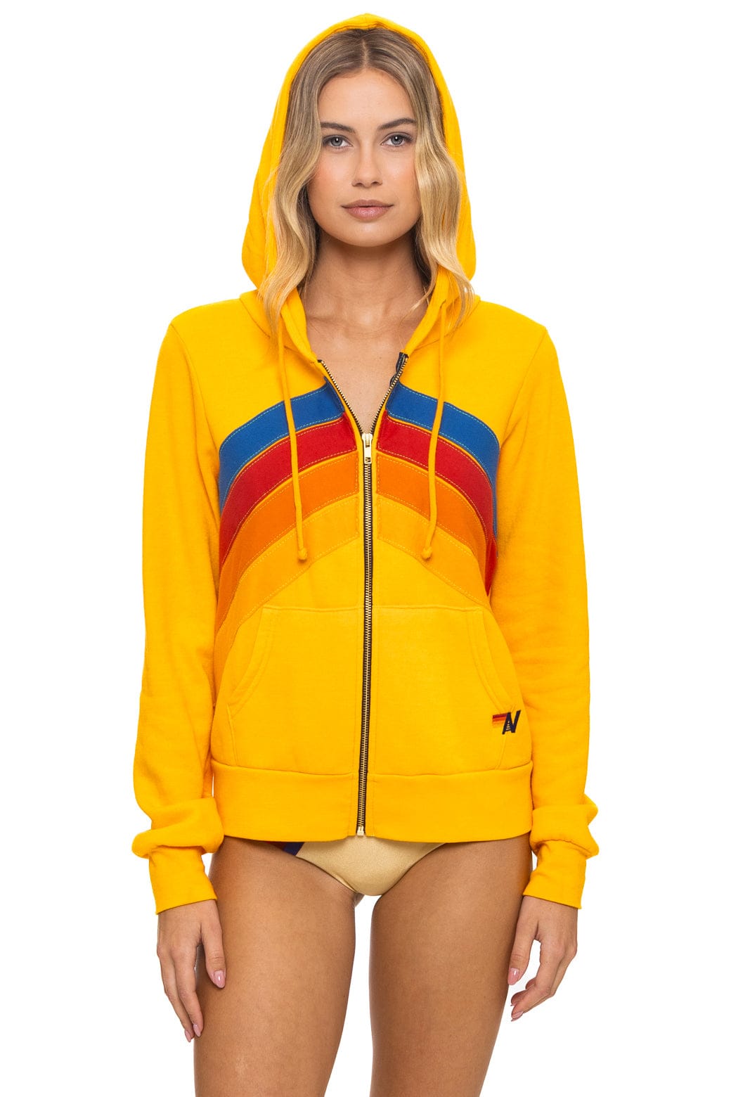 Image of MOUNTAIN STITCH CHEVRON 4 ZIP HOODIE - GOLD