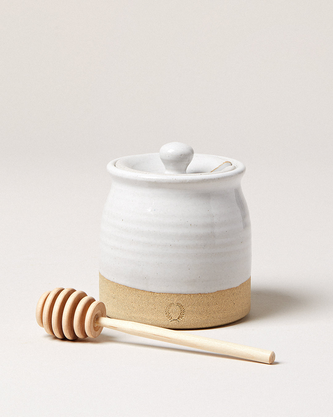 Image of Beehive Honey Pot with Wooden Dipper