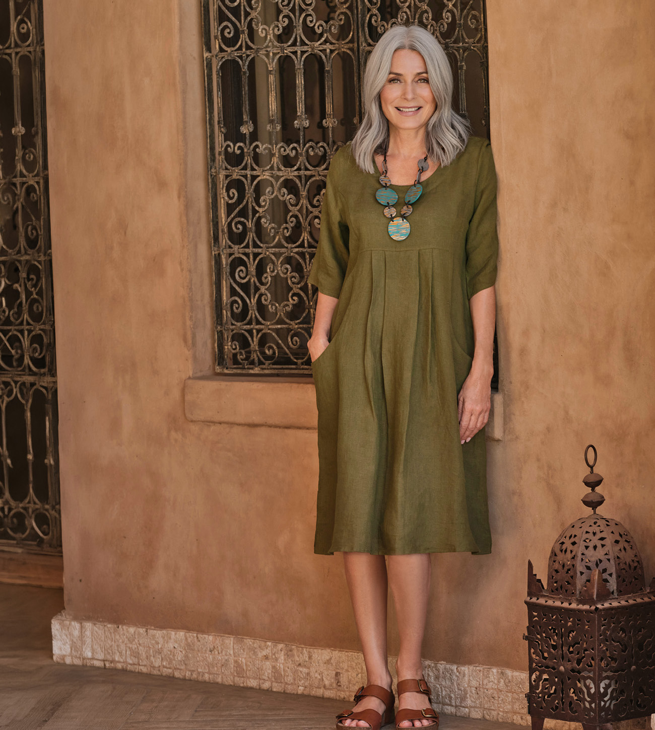 Women's Linen Pocket Tunic Dress
