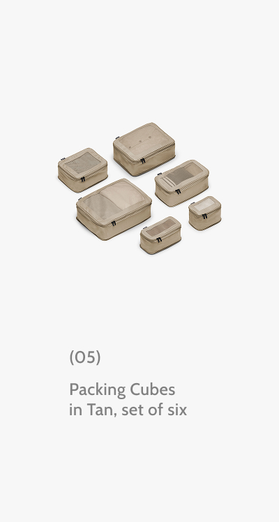 (05) Packing Cubes in Tan, set of six.