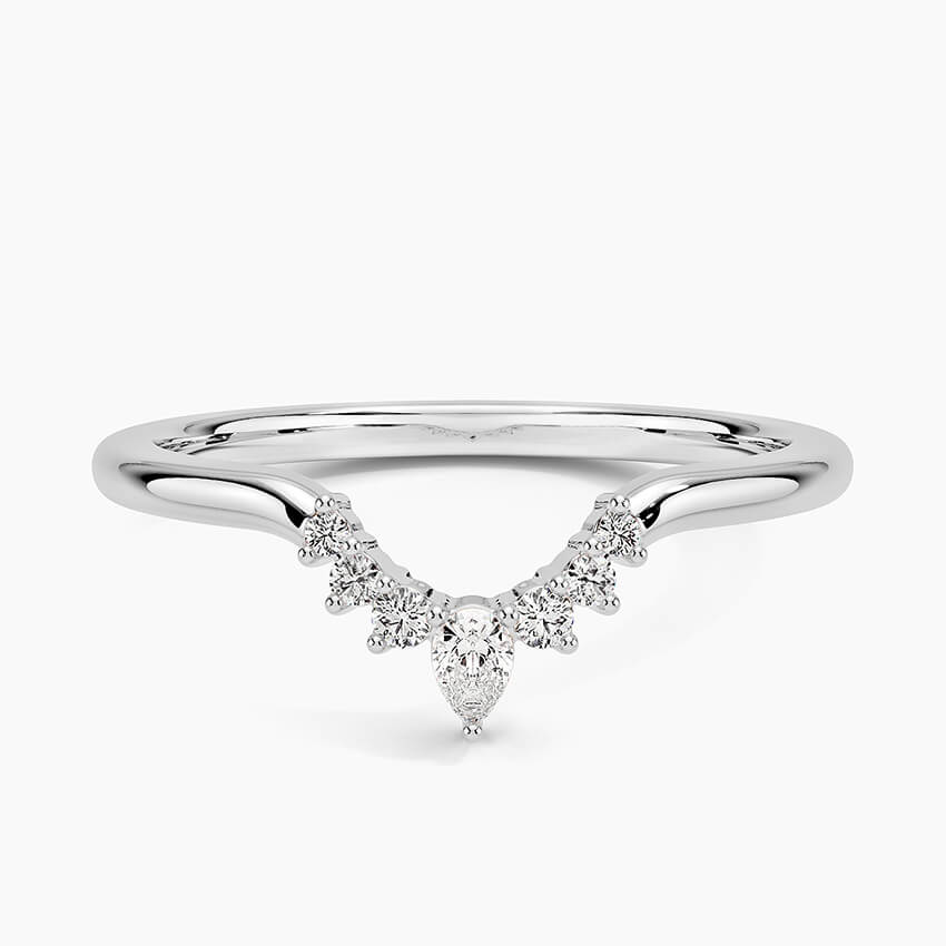 18K WHITE GOLD LUNETTE DIAMOND RING (1/10 CT. TW.)