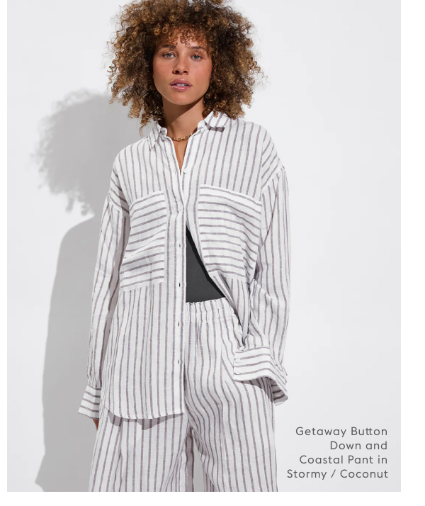 Getaway Button Down Stormy / Coconut