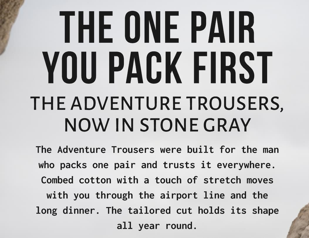 THE ONE PAIR YOU PACK FIRST - THE ADVENTURE TROUSERS, NOW IN OLIVE