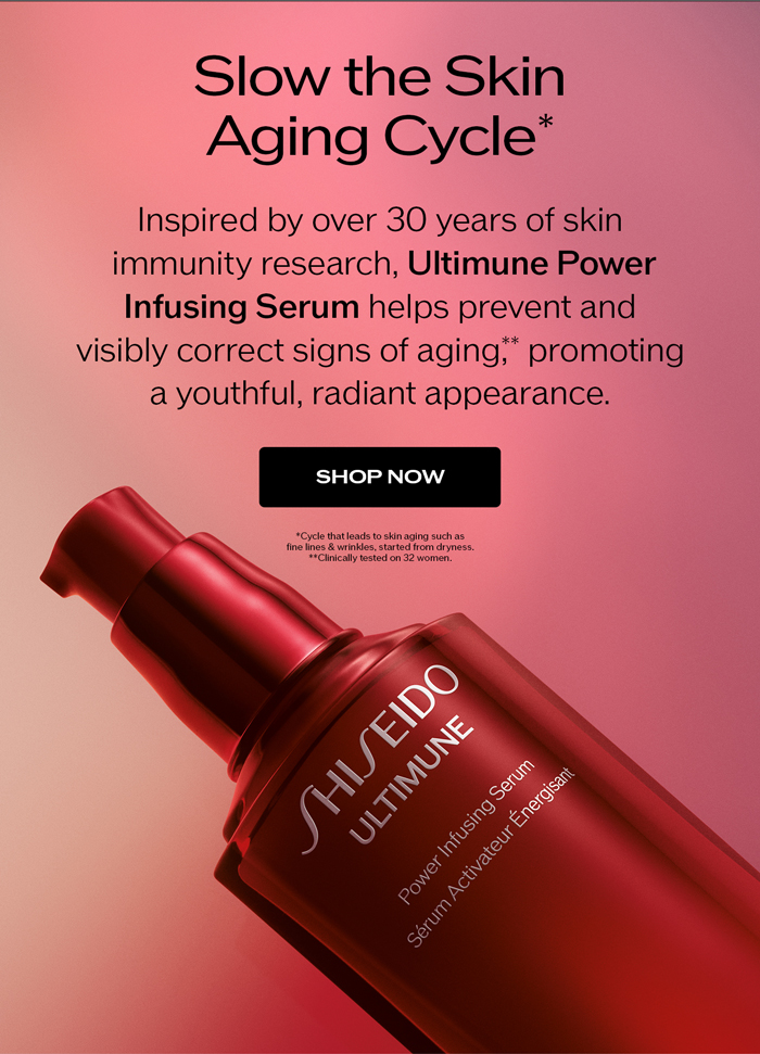 Inspired by over 30 years of skin immunity research, Ultimune Power Infusing Serum helps prevent and visibly correct signs of aging,** promoting a youthful, radiant appearance