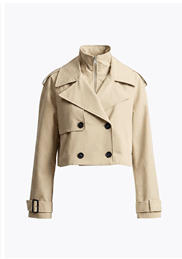 Funnel Neck Cropped Trench Jacket
