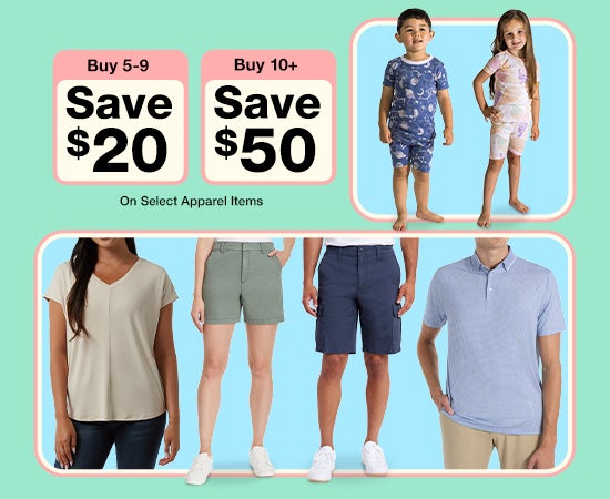 Buy 3 and save $10 on select apparel items