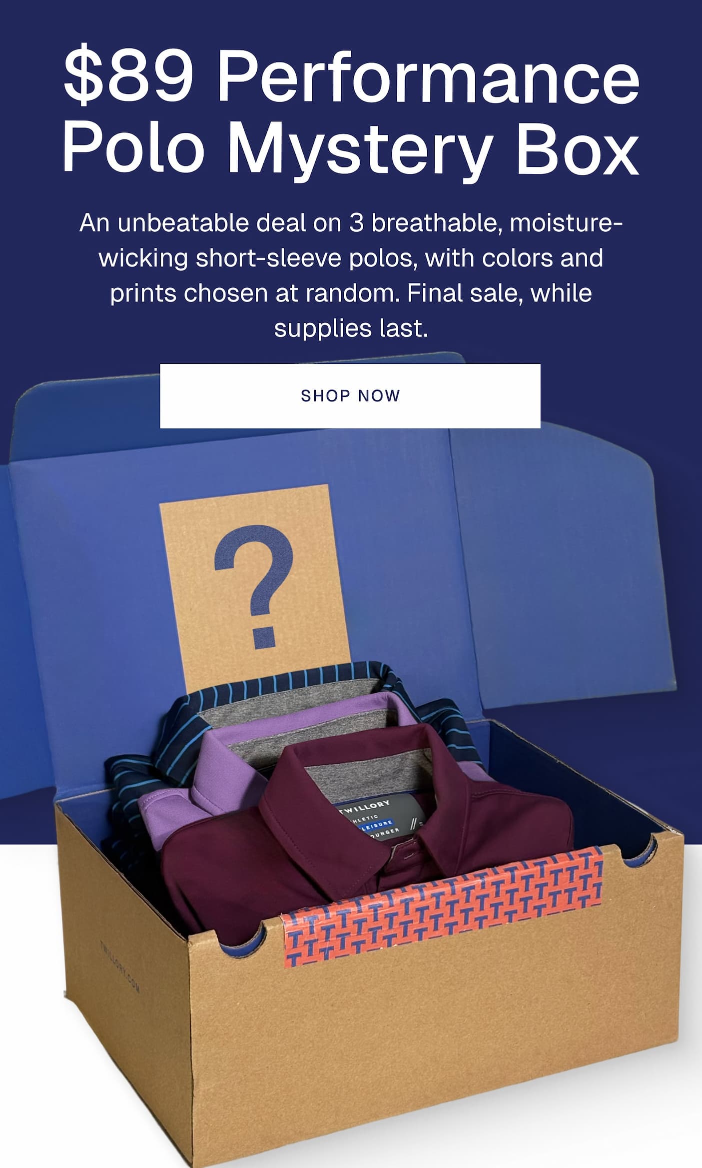 $89 Performance Polo Mystery Box 