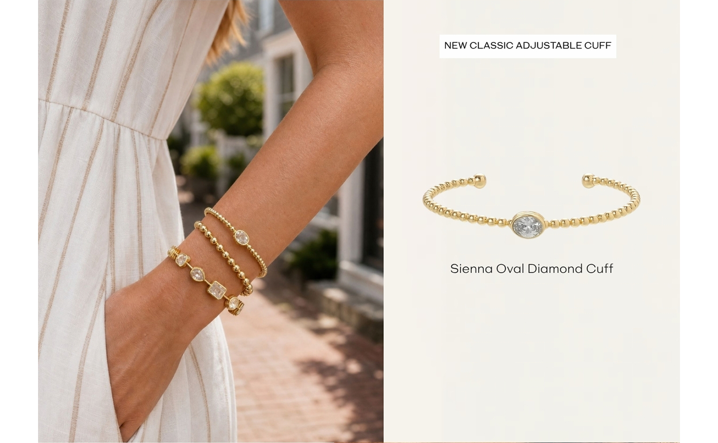 Sienna Oval Diamond Cuff Bracelet