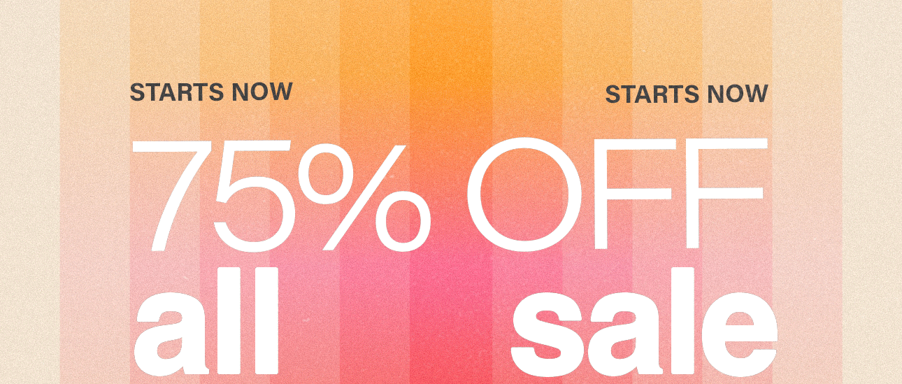 Starts now: 75% OFF all sale on a vibrant striped gradient of cream, orange, and pink. Grab these amazing discounts!
