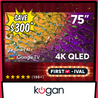 Kogan 75" QLED 4K Smart AI Google TV Product Image