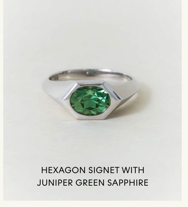 Hexagon Signet with Juniper Green Sapphire