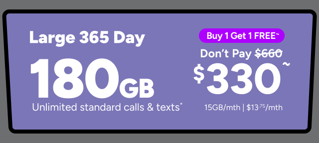 Kogan Mobile - Buy One Get One Free Large 365 Day Plan ~