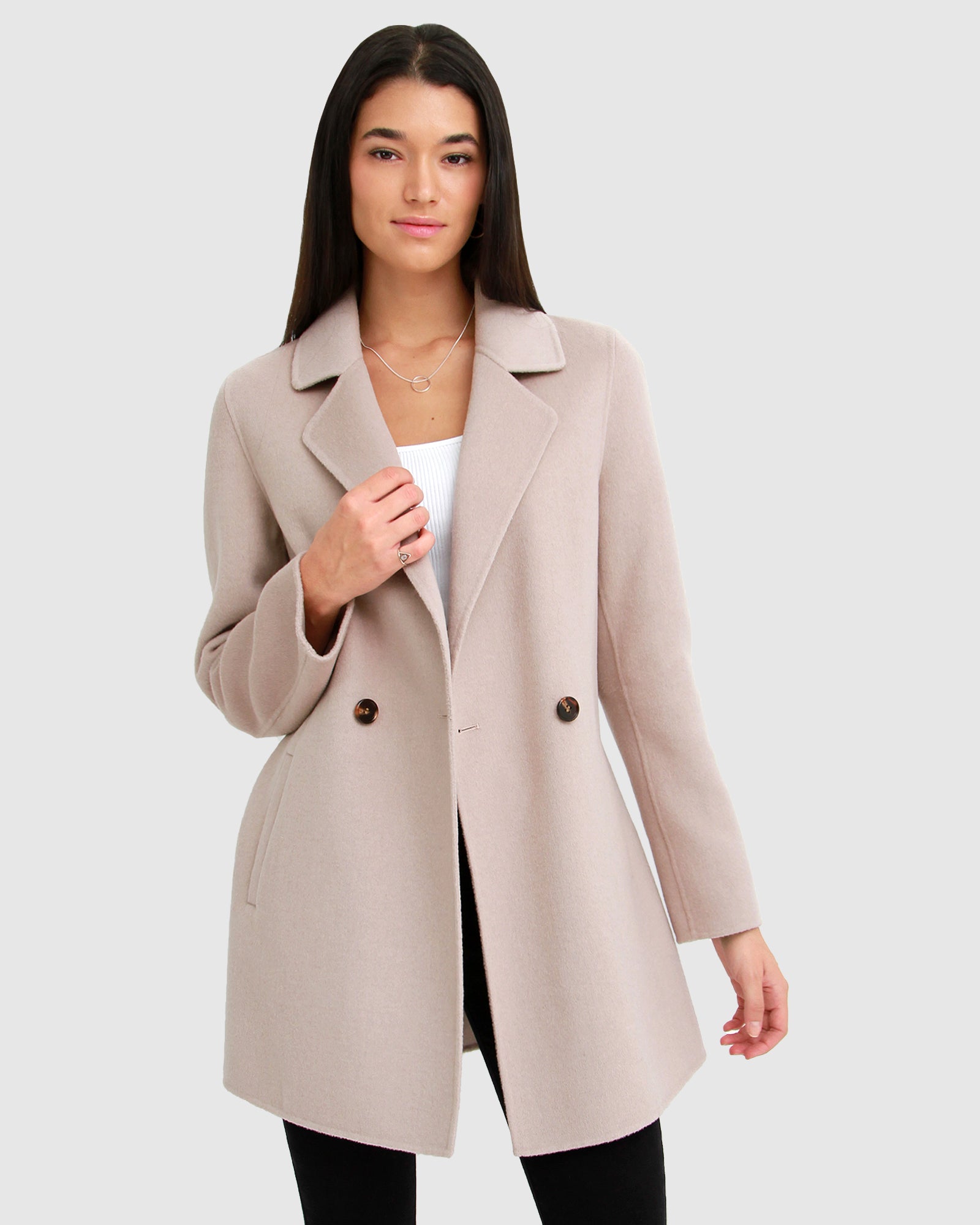 Image of Electric Feel Wool Blend Drawstring Coat - Sand