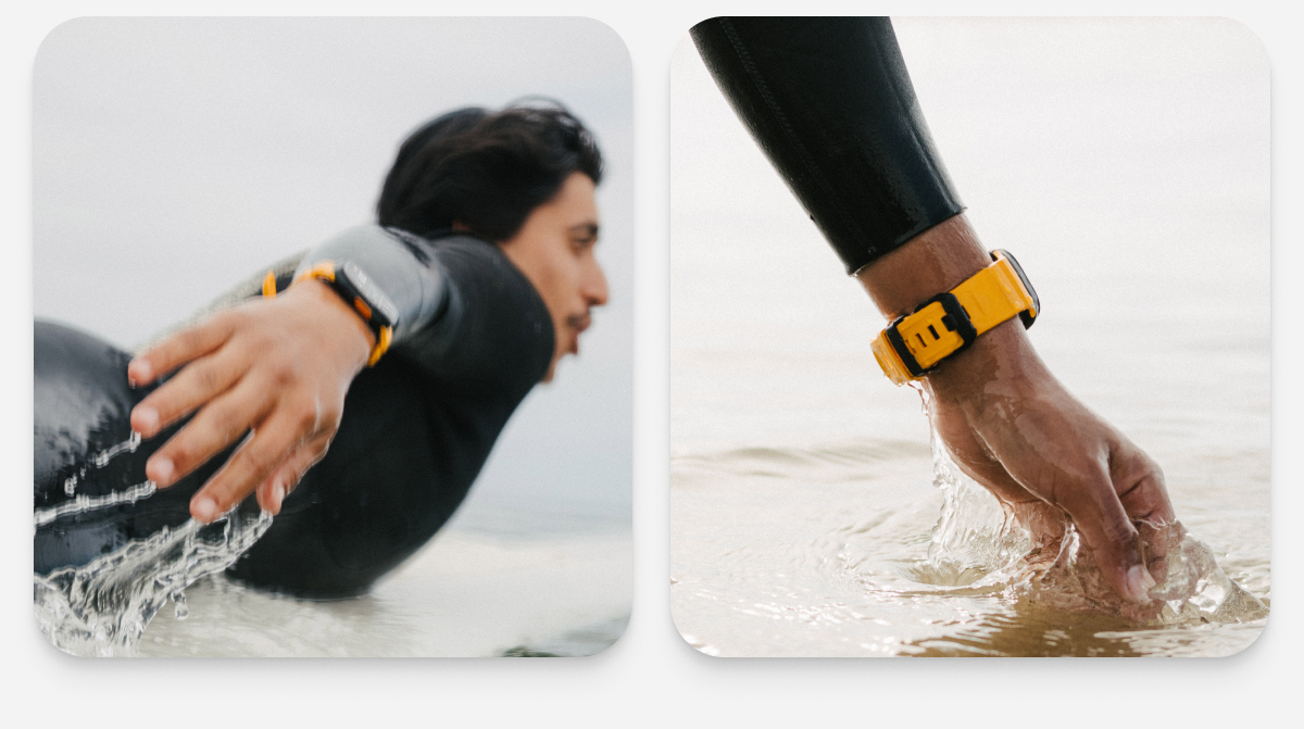 Cool & comfortable. Long days in the sun and saltwater can break down ordinary materials. That's why Rocky Point Band is crafted from high-performance FKM rubber that resists wear and tear. Secure Your Surf.