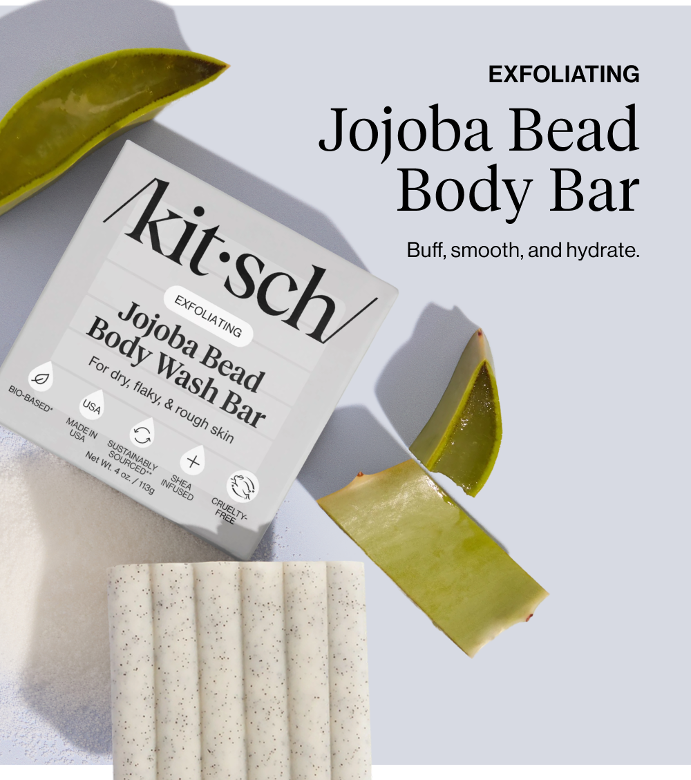 EXFOLIATING: Jojoba Bead Body Bar. Buff, smooth, and hydrate.