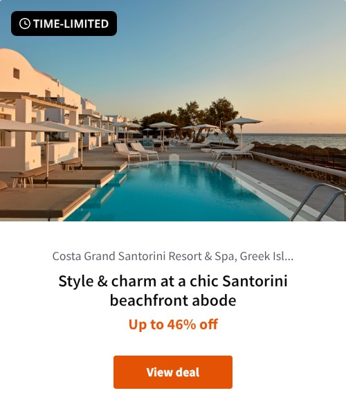 Style &amp; charm at a chic Santorini beachfront abode