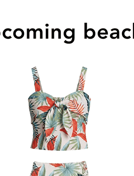 Tropical Print Linen Blend Tie Front Top