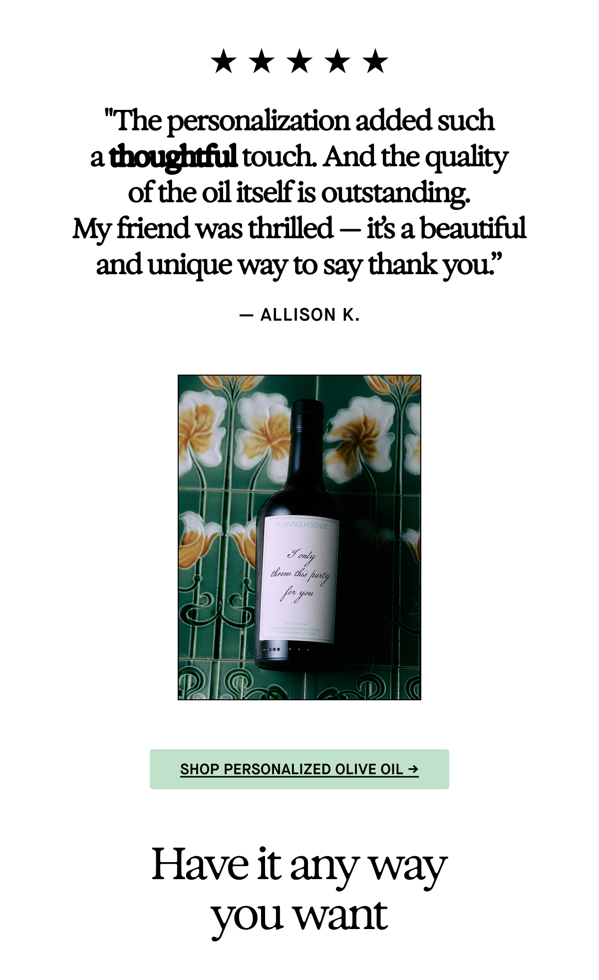 Shop Personalized Olive Oil