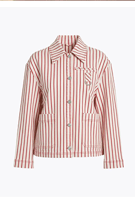 Striped Stretch Cotton Chore Jacket