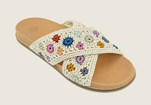 Penelope Sandal in Natural Multi Flowers