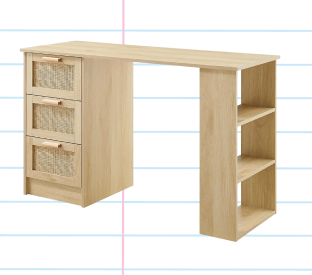 Ovela Zara Rattan 3 Drawer Desk Product Image