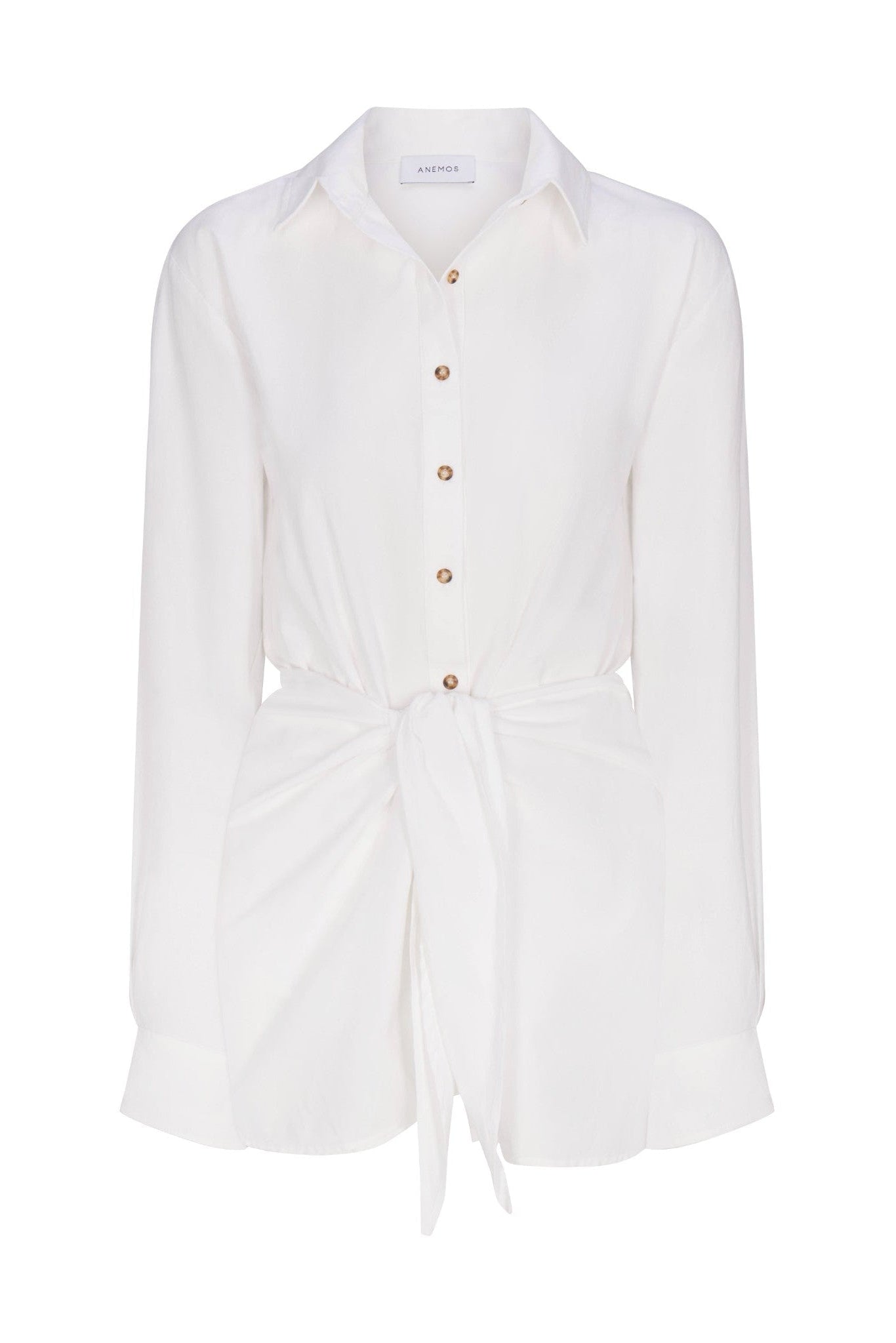 Image of L.A. Button-Down Wrap Mini Dress in Stretch Cotton