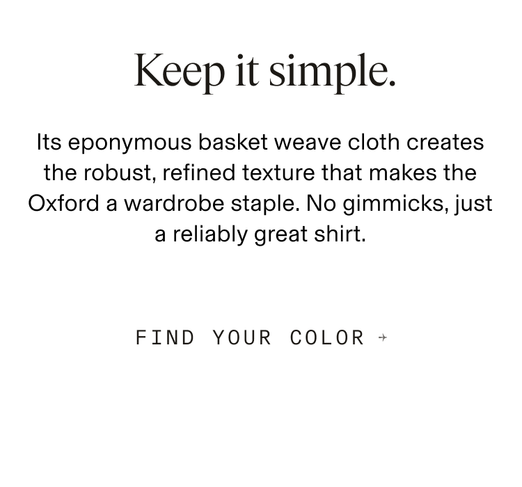 White oxford cloth button-down shirt on a plain background with text describing its breathable cotton, reinforced placket, button-down collar, and flattering fit.
